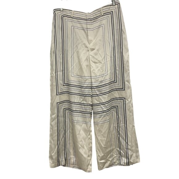 Zara Womens Pants Trouser XXL Ecru Geometric Printed Satin Effect 2761/027 NWT - Picture 3 of 16